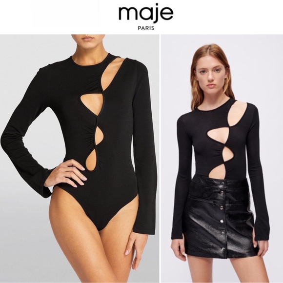 Maje Tops - Maje Mabille Cut Out Bodysuit in Black sz 3 large